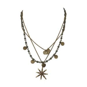 Gold Multi-Layered Star Pendant Necklace